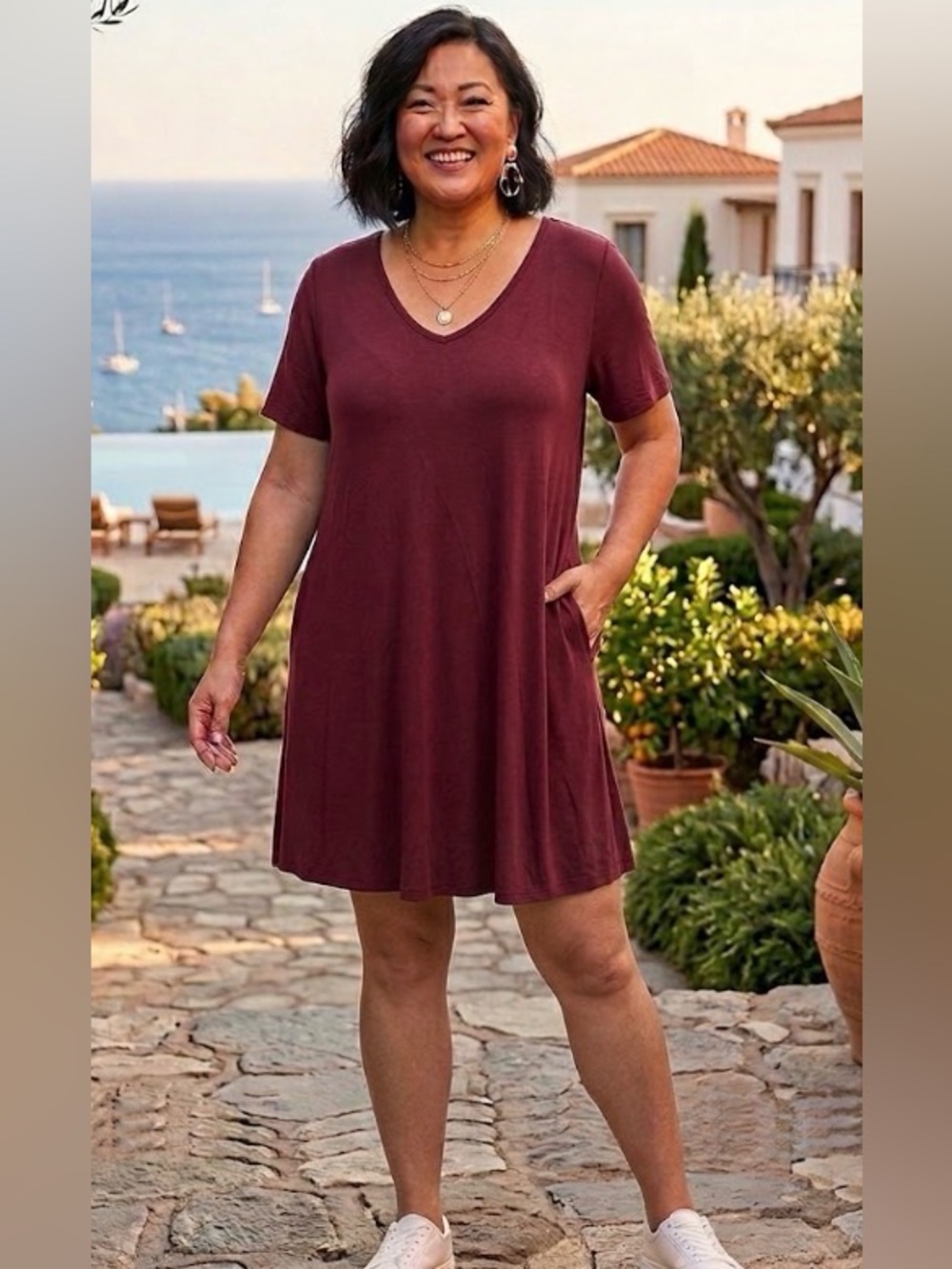 Boohoo V-Neck Short Sleeve Dress